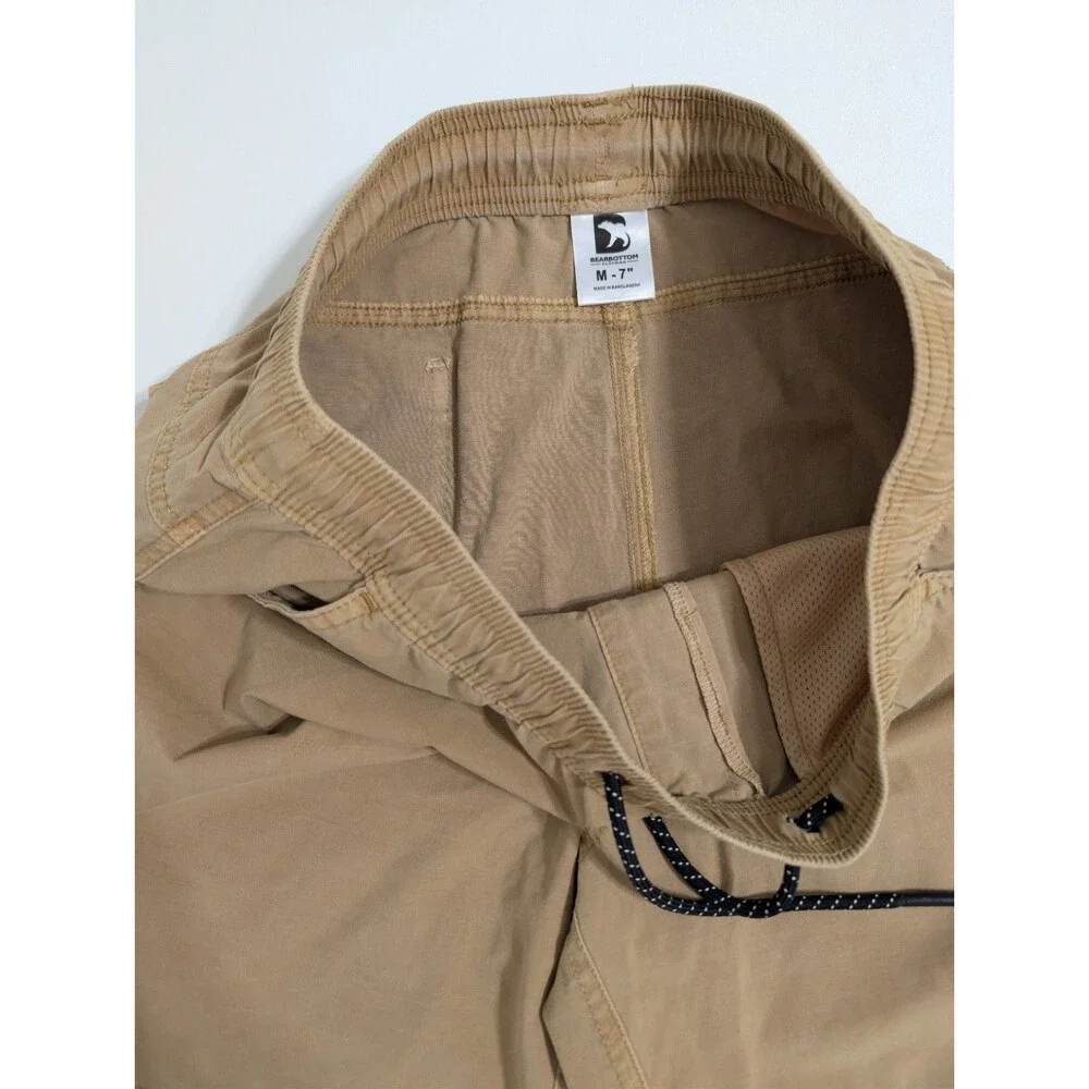 Bearbottom Twill Shorts Mens Medium Brown Elastic Waist 7
